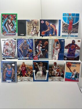 Detroit Pistons 2004 championship starting-five lot of 14 cards